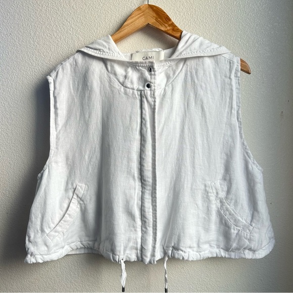 Cami NYC | White Linen Hooded Vest - Picture 2 of 9